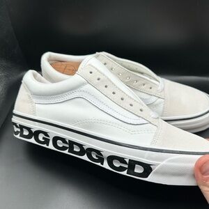 Vans x Comme Des Garçon White Slip-On Sneakers